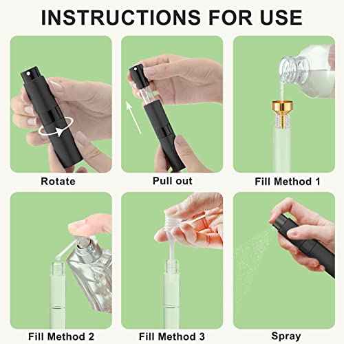 Beieverluck 15 Pieces 8ML Travel Perfume Atomizer Refillable Perfume Bottle Portable Cologne Sprayer for Perfume Women Men, Black