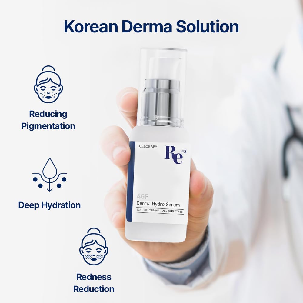CELORABY 4GF Derma Repair Hydro Serum - Hydrating Serum with Quadruple Peptides, Niacinamide, and Hyaluronic Acid for Smooth, Healthy-Looking Skin (1.01 fl. oz)