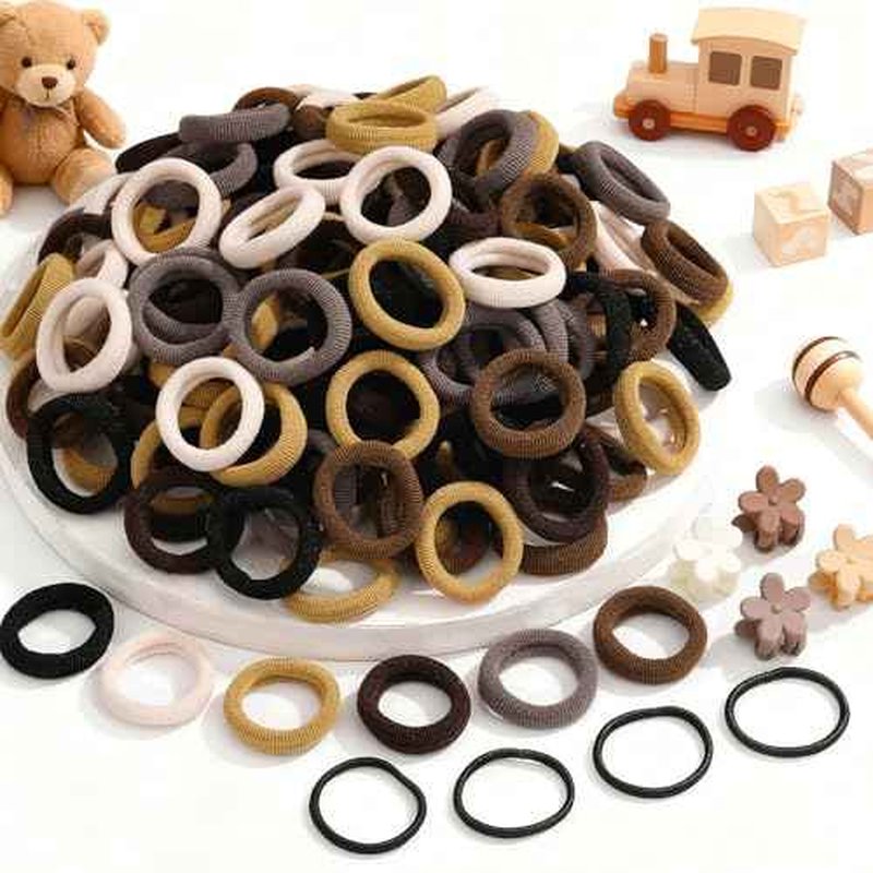 360PCS Soft Cotton Hair Ties for Toddlers & Baby - No Damage Elastics Seamless Ponytail Holders for Little Girls Daily Hair Accessories, Neutral Colors