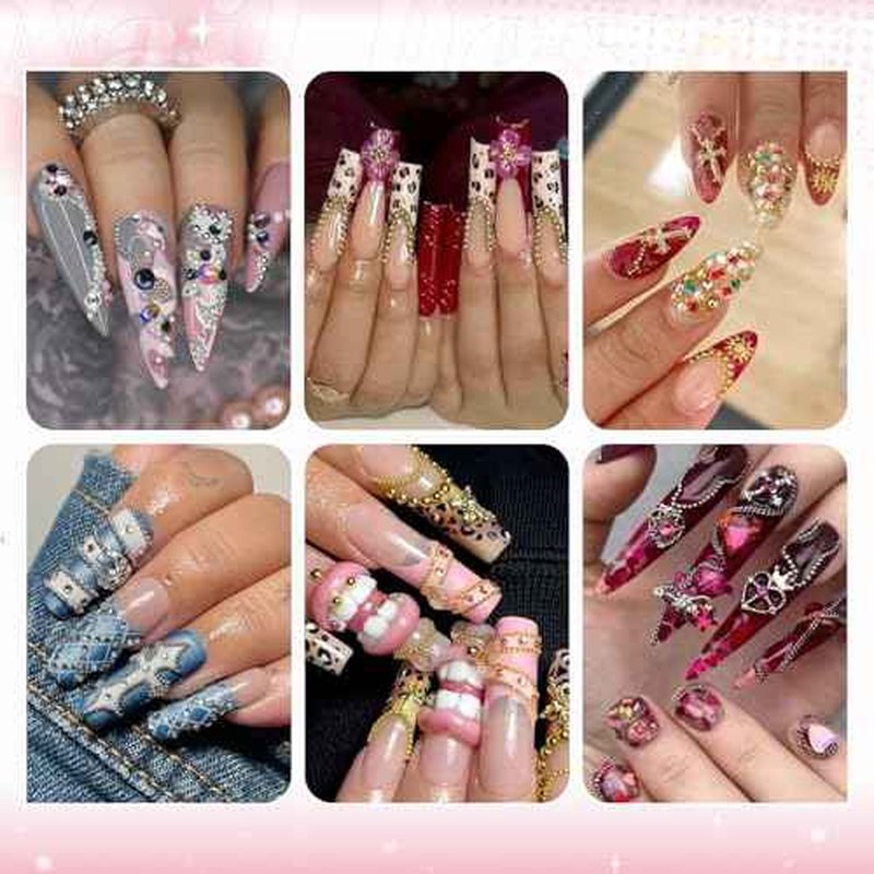 1-3MM Mini Small Nail Beads Metal Caviar Bead Silver Gold Nail Charms and Gems Ball, Nail Chain for Nail Art Accessories Supplies Gold Rhinestones for Women Manicure
