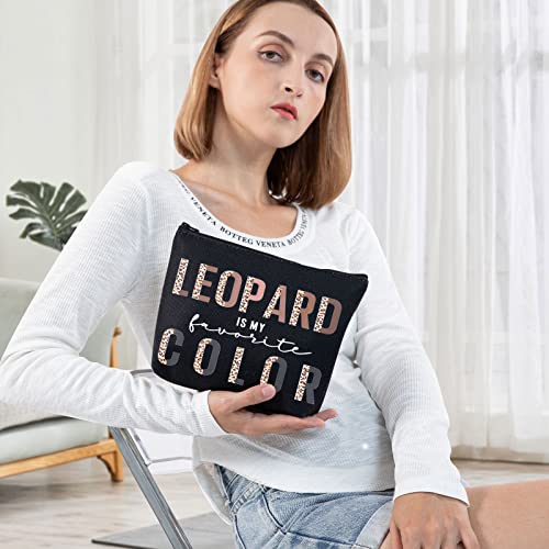 BWWKTOP Leopard Lovers Cosmetic Makeup Bag - Zipper Pouch, Leopard Fans Gifts, My Favorite Color Merchandise