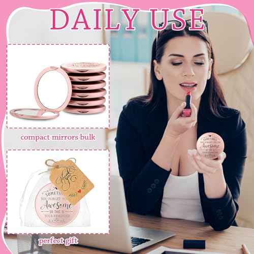 Soaoo 24 Set Inspirational Compact Mirror Sometimes You Forget Your Awesome Gifts Bulk for Women Appreciation Pocket Compact Mirrors for Christmas Employee Coworker Wedding Bridal Shower Gift