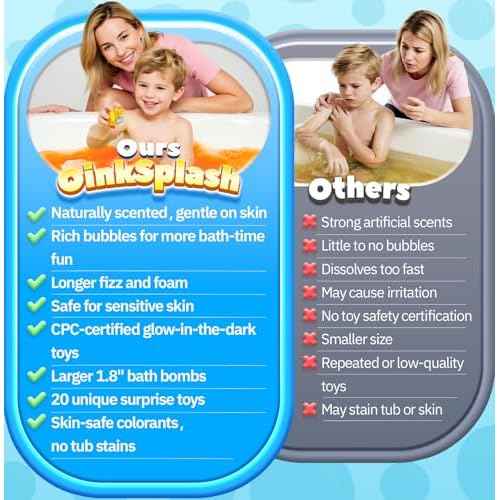 Bath Bombs for Kids with Surprise Inside, 20 Pack Handmade Bath Bomb Gift Set with Glow-in-The-Dark Toys, Fizzy Bath Balls for Fun, Great Christmas Gift or 2025 Advent Calendar for Boys & Girls