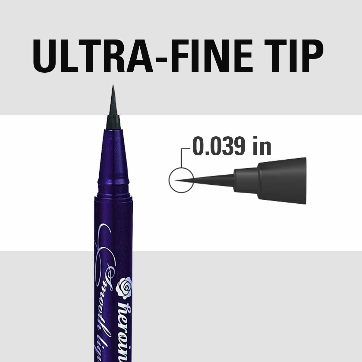 Heroine Make by KissMe Smooth Liquid Eyeliner | Waterproof Black Liquid Eyeliner Pen | Smudge-Proof Formula for Long-Lasting Wear | Hypoallergenic for Sensitive Eyes | Made in Japan | 2 Pack