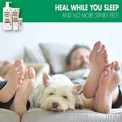 Miracle Foot Repair Cream, 8 oz + 1 oz Miracle Hand Repair, Healing Aloe Vera Lotions for Dry, Cracked Hands and Feet (8 oz Foot Cream + 1 oz Hand Cream)