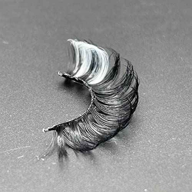 1 Pair Lashes Strip with White for Festivals, 3D Russian Curl False Eyelashes Color Decal, Black Lash Strip with Gray Sparkly, Cruelty-Free Faux Mink 16 MM for Women Makeup(White)