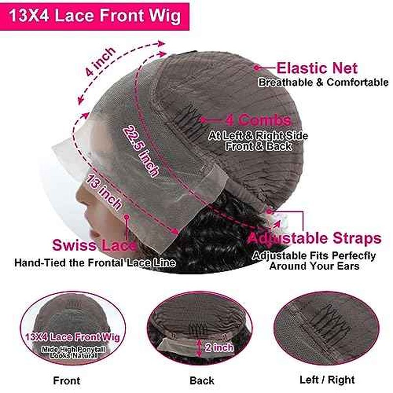 13x4 Deep Wave Lace Front Wigs Human Hair Wigs for Black Women HD Transparent Deep Wave Frontal Wig Wet and Wavy Curly Lace Front Wig Human Hair Glueless Wigs Human Hair Lace Front Wigs 28 Inch