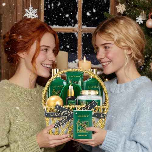 Spa Gift Basket for Christmas Gifts - 9 Pieces Premium Eucalyptus Bath & Body Care Kit for Women & Men, Holiday Gift for Mothers Day, Valentine's Day, Father's Day, Birthday with Shower Gel & More