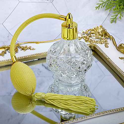 H&D HYALINE & DORA H&D Charming Clear Checked Carved Glass Empty Refillable Perfume Bottle with Spray Atomizer