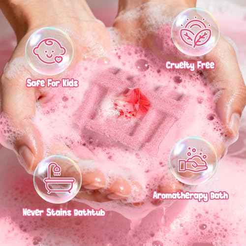 Bath Bombs for Kids with Diving Gem Toys Inside, 12 Pack Treasure Chest Bath Bombs with Surprise Pirate Accessories Pretend Playset, Handmade Bubble Bath Fizzies Birthday Christmas Gift Set