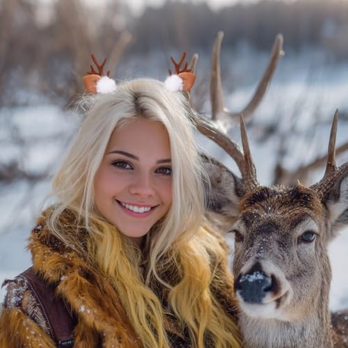 Small Deer Ears Antler Headbands Reindeer Antlers Headband Halloween Hairs Accessories Christmas Animal Hair Clips Cosplay Costume Fawn Ears