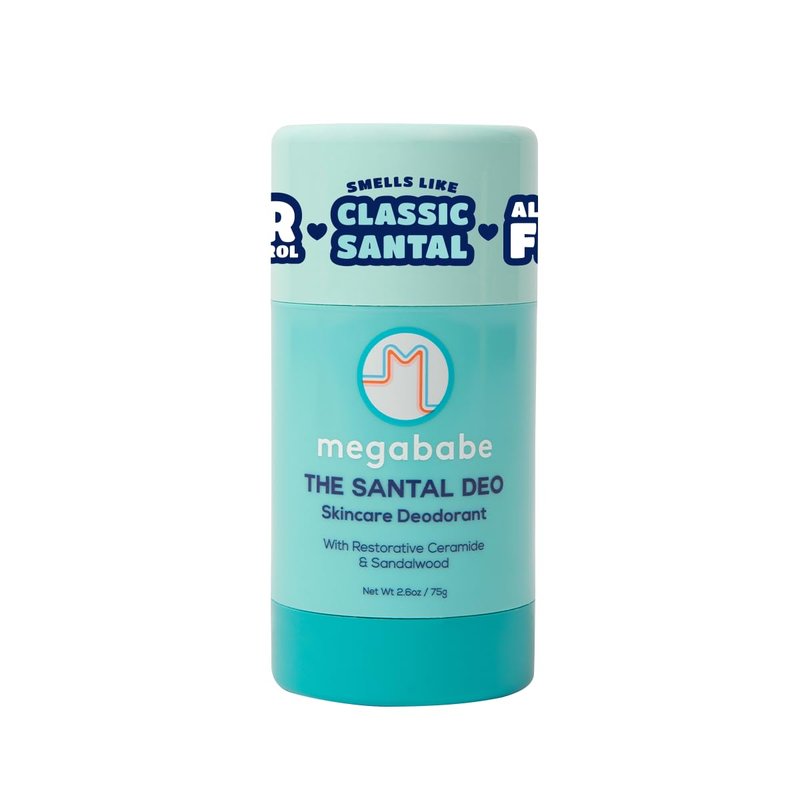 Megababe Skincare Deodorant - The Santal Deo with 72 hour Odor Protection | Summer and Hot Weather Essential | Restorative Ceramide & Sandalwood | Aluminum-Free, All Natural | 2.6 oz