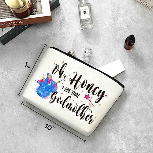 Decohim Makeup Bag Cosmetic Bag for Women Funny Godmother Gift Godmother Proposal Pregnancy Announcement Birthday Wedding Mothers Day Christmas Gifts for Godmom Fairy Fans I'm That Godmother