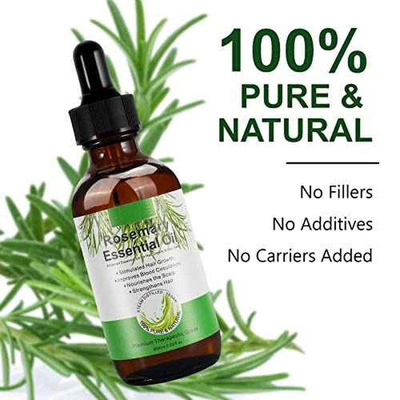 Rosemary Oil for Hair Growth, Natural Essential Oil with Aromatic Experience, Organic Pure Rosemary Essential Oil for Beard Growth, Eyelash Care, Nourishes the Scalp, Skin Care - 2.02 Fl Oz