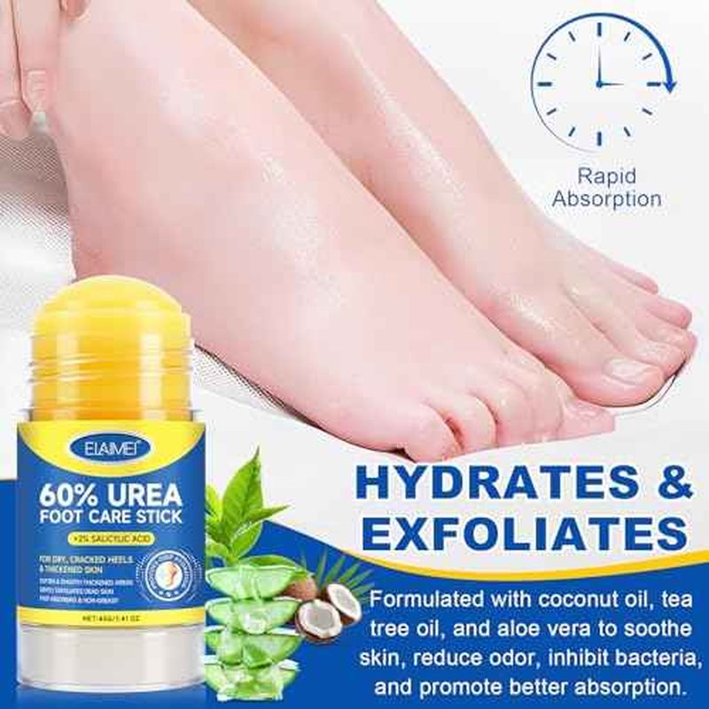 60% Urea with 2% Salicylic Acid Urea Foot Care Stick, Foot Cream Moisturizer for Dry Cracked Feet, Knees, Elbows, Hands,Intensive Moisturizer for Dead Skin,Callus Remover & Skin Softener