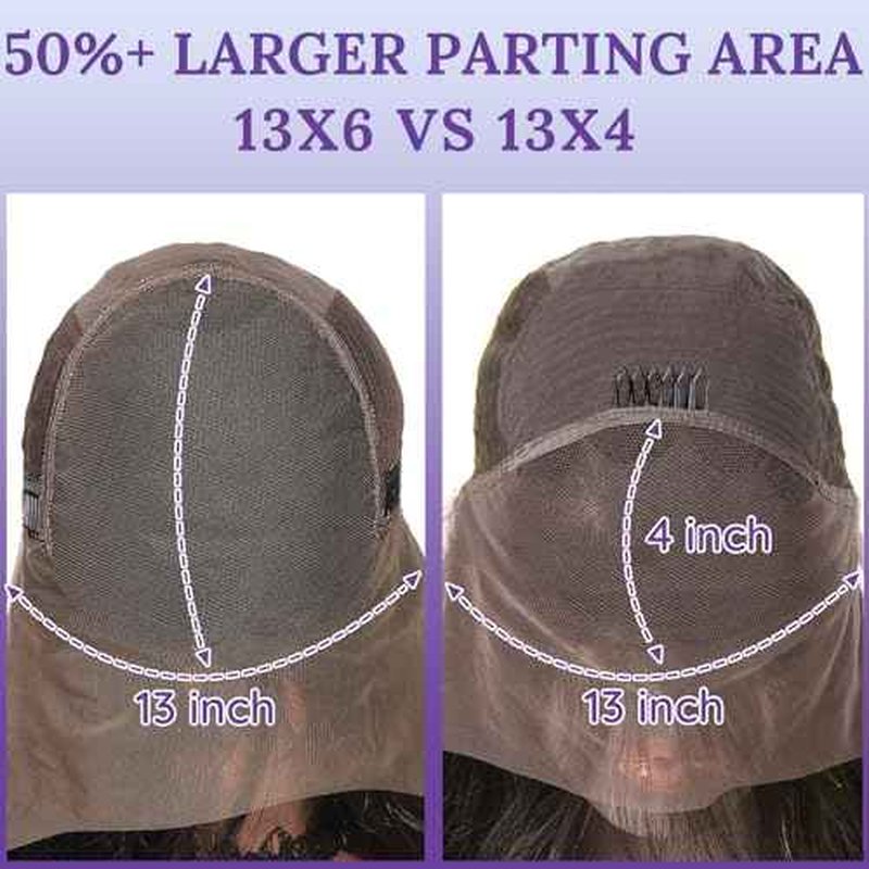 13x6 Lace Front Human Hair Wig, 100% Human Hair 180 Density, HD Lace Frontal Wig, Pre-Plucked Glueless Wigs, 30inch