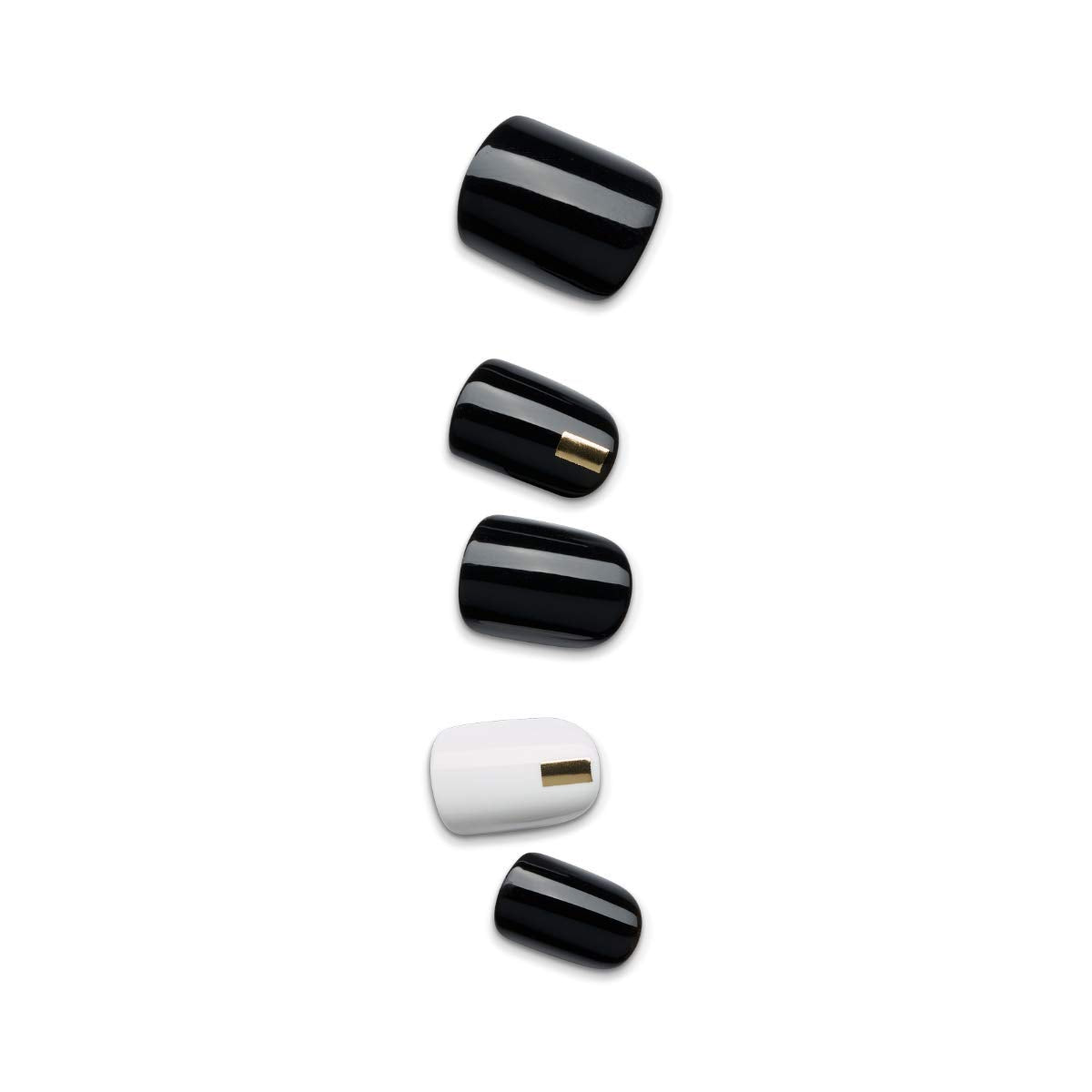 imPRESS Press-On Nails - Midnight Drive Black & White Squoval Shape | 30 Nails, Prep Pad & Manicure Kit