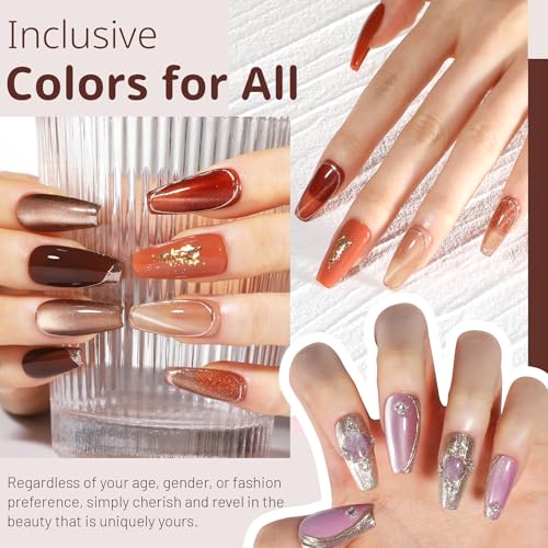 ABAC Solid Cat Eye Gel Nail Polish Palette - Hema-Free Magnetic Winter Shades Chestnut Red,Emerald Shimmer w/Pro Magnet & Brush Christmas Party Nails,LED/Lamp Curing,Long-Lasting Gift Set