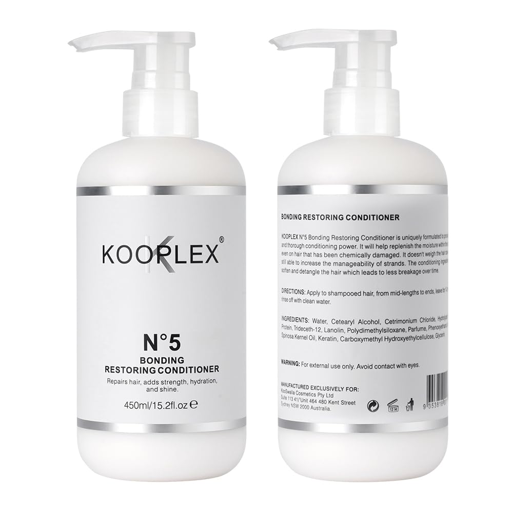 KOOPLEX No.5 Bond Restoring Conditioner – Deep Hydration & Fiber Repair with Argan Oil, Wheat Protein & Keratin | Smooth, Strengthen & Protect Color-Treated Hair 15.06fl.Oz/450ml