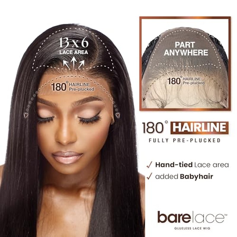 Sensationnel Bare Lace 13X6 Wigs - Unit 5 Lacefrontal Glueless Synthetic 180 Degree Preplucked Hairline (1B OFFBLACK)
