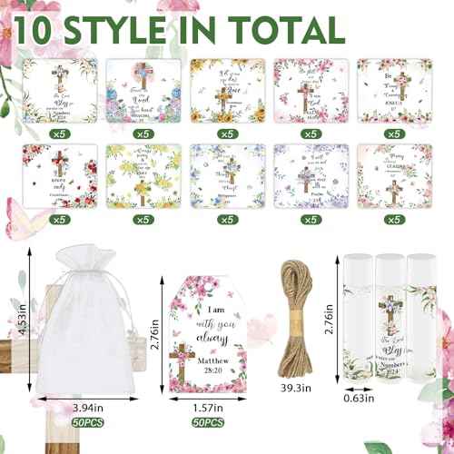 50 Pcs Bible Verse Lip Balm Bulk Christian Thanksgiving Gifts for Women Faith Religious Inspirational Christmas Party Favors Scripture Moisturizing Lip Care Appreciation Gift for Teacher Mom Employee