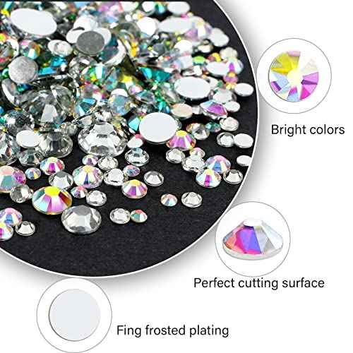 Canvalite 2784PCS Rhinestones Crystal AB Rhinestones for Nail with 5Pcs 3ml B7000 Jewelry Glue and Pick Up Tweezers and Nail Rhinestone Picker, Nail Art Tools,Stocking Stuffers Gifts for Women