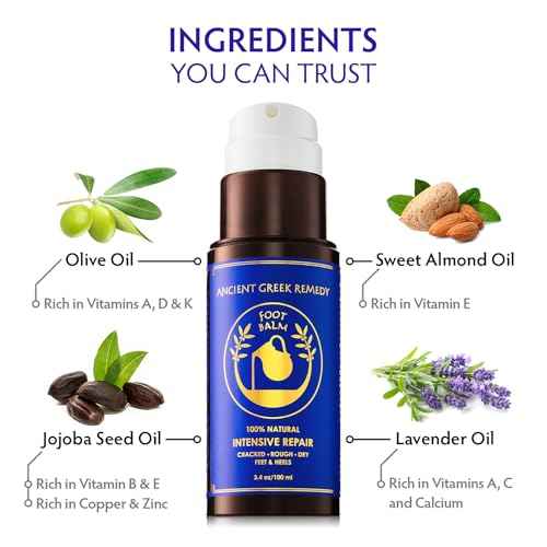 Dry Cracked Heels Repair | Organic Foot Cream for Dry Feet & Callus with Jojoba, Lavender, Almond, Olive & Vitamin E Oil | Natural Foot Balm & Moisturizer for Skin | Hydrating Foot Treatment | 3.4 oz