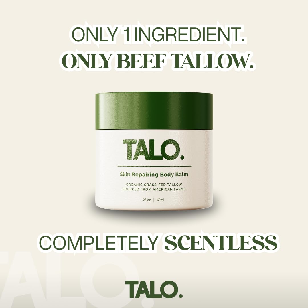 TALO. Skin Repairing Body Balm – Scent-Free Natural Grass-Fed Beef Tallow for Skin – Hydration & Barrier Repair Skin Care – Tallow Balm for Dry Skin – Body & Face Moisturizer, 2fl oz/60ml