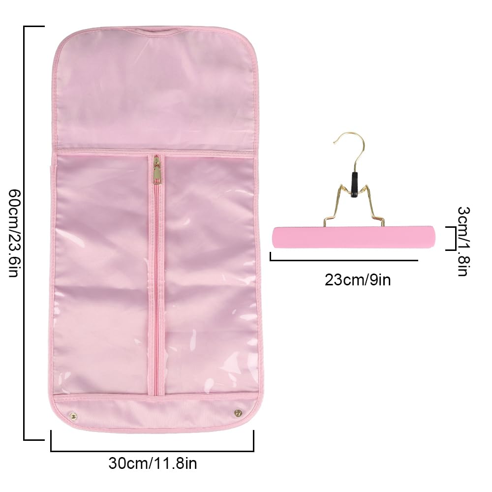 GlamorDove Silk Hair Extension Storage Bag Portable Satin Wig Bags Storage Bags with Hanger for Hairpieces Wooden Hanger Carrier Satin Bags for Wigs Hair Display