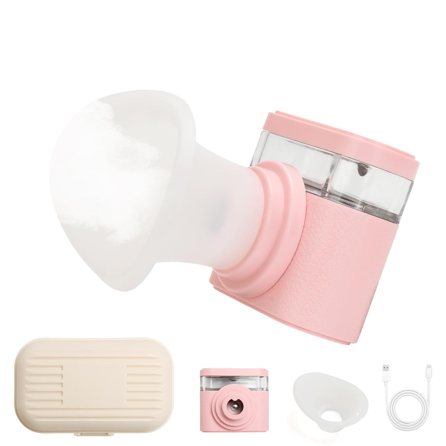 JEPIU Portable Heated Eye Steamer for Dry Eyes - 3 Heat Settings, Warm Moist Heat Therapy to Restore Natural Tears, Dry Eye Relief Sprayer (Pink)