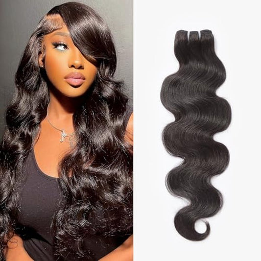 WEQUEEN Bundles Human Hair Body Wave 16A Brazilian Virgin Hair Bundles 20 Inch Thick Weave Natural Black
