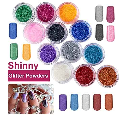 BLIFF Acrylic Nail Kit for Beginners - 12 Glitter Acrylic Powder, Professional Nail Art Decoration DIY Tool Supplies for Beginners