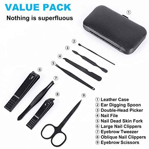 8 PCS Nail Clippers, ONEHERE Premium Manicure Set, Professional Grooming Gift Kit, Pedicure Kit, Facial, Hand, Foot, Cuticle Nail Care Tools, Fingernail Clippers with Luxurious Portable Travel Case