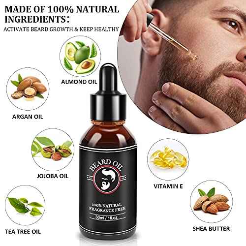 Fathers Day Dad Gifts, Beard Kit for Men, Beard Growth and Grooming Kit w/Beard Oil Beard Balm Beard Brush Beard Comb Beard Scissors, Birthday Gifts for Men Husband Him Grandpa Boyfriend Son Brother