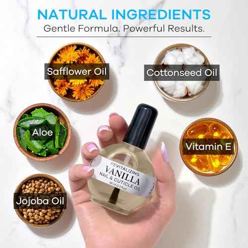 Ellie Chase Moisturizing Cuticle & Nail Care Oil 2.3 Fl Oz - Vanilla Scented ? Infused with Jojoba Oil, Aloe, Vitamin E ? Nail & Cuticle Hydration, Repair, Moisturizer, Strengthener, Growth