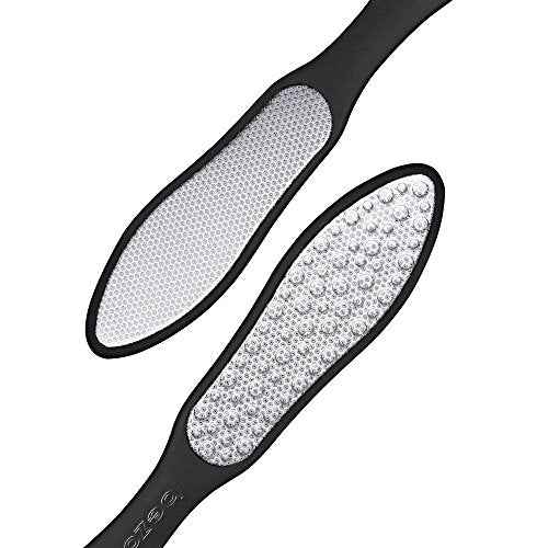 BEZOX Foot File (1 PCS), Double Sided Foot Scraper Callus Remover, Foot Rasp for Cracked Heel and Foot Corn Removal, Stainless Steel Pedicure File W/Cloth Storage Bag