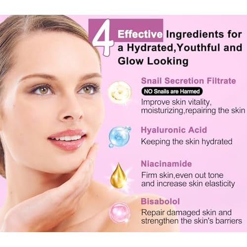 Skin Care Set,6 Pcs Korean Snail Mucin Essence Anti-aging Moisturize Repair Soothe Hydrate,Glass Skincare Kit for Dull & Dry Skin,Skincare Gift Set Teens Stocking Stuffers Christmas Gifts for Women