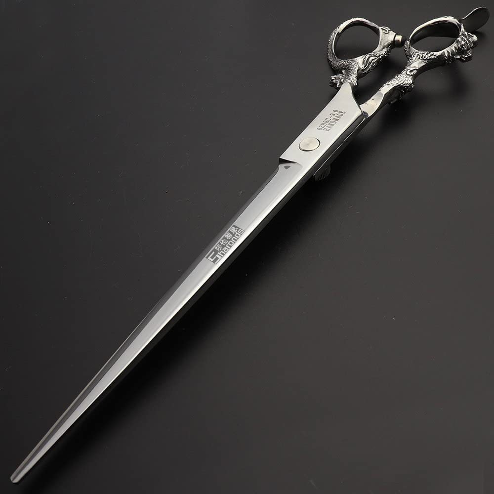 Professional Hairdressing Scissors 7/7.5/8 Inch Hairdressing Scissors Gold and Black Gold Dragon Scissors (9 Inch Flat Scissors)