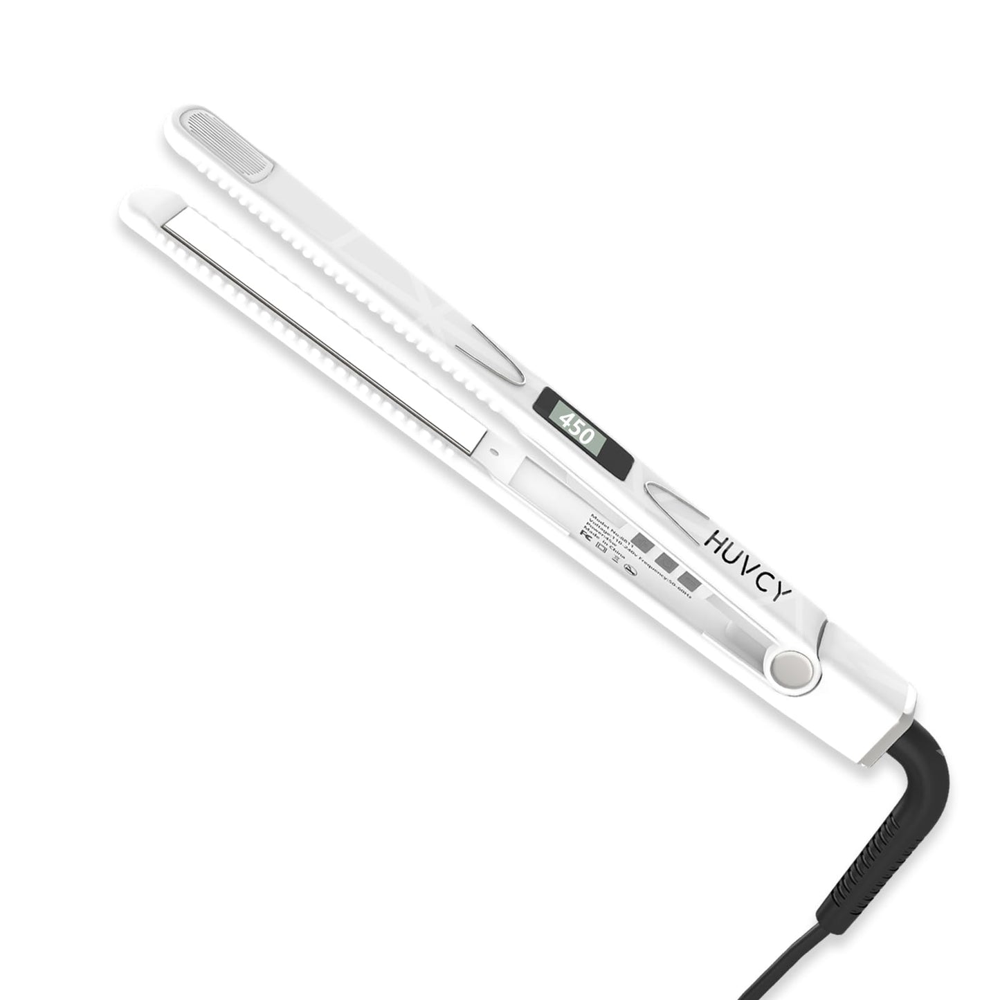 Huvcy 1 Inch Hair Straightener, Fast Heating Dual Voltage Hair Straightening, Flat Iron Titanium Hair Straightener, Reduces Frizz, Makes Hair Shinier and Smoother, White