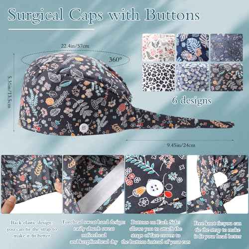 12 Pcs Nurse Appreciation Gift Set Adjustable Scrub Caps with Canvas Makeup Bags Christmas Thank You Gift Bulk for Nurse Doctor Staff Medical Surgical Technologist Holiday Party Favors