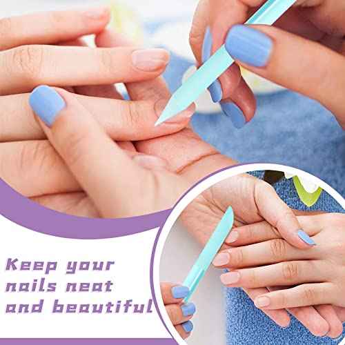 4Pcs Glass Cuticle Pusher, heemeei Dual-Ended Manicure Stick, Crystal Cuticle Pusher Glass File, Professional Precision Filing Cuticle Remover, Manicure Pedicure Tools for Nails and Cuticles Care¡¦