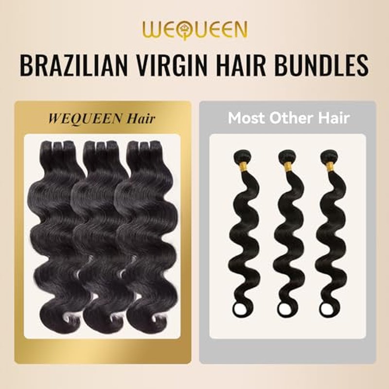 WEQUEEN Bundles Human Hair Body Wave 16A Brazilian Virgin Hair Bundles 20 Inch Thick Weave Natural Black