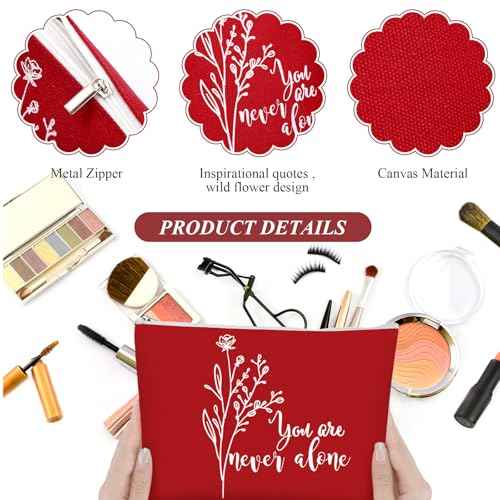 Coume 10 Pcs Boho Flower Canvas Makeup Bags Bulk, Christmas Aesthetic Inspirational Quotes Cosmetic Zipper Encouragement Travel Pouch Toiletry Bag Women Teacher Friend Birthday Gift