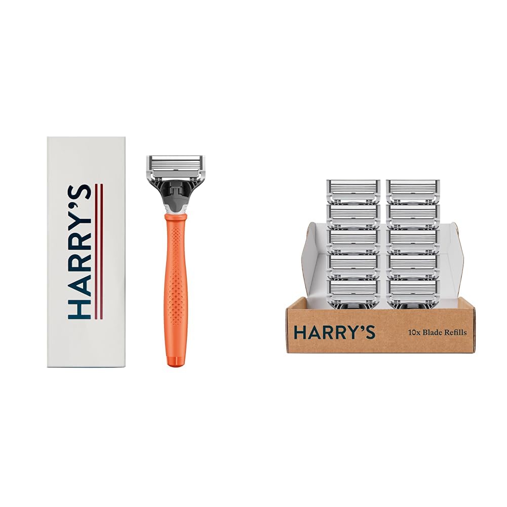 Harry's Razors for Men - German-Engineered Razor Handle & 11 Blade Refills | Precision Trimmer & Lubricating Strip
