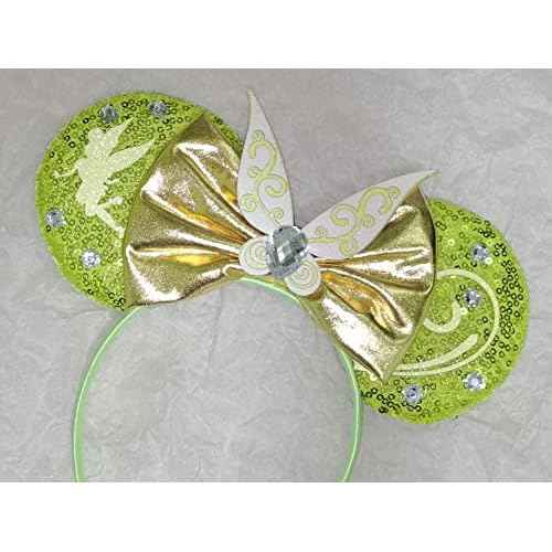 Bow Ear Headbands for Women, Sequin Tinker Bell Mouse Ear Headbands for Adult