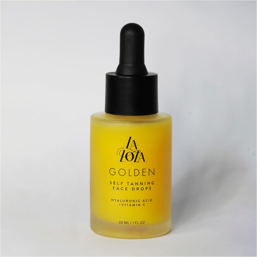LALOLA Golden Face Tanning Drops - USA-Made Self Tanner with Vitamin C & Hyaluronic Acid | Natural, Non-Toxic Bronzing Solution