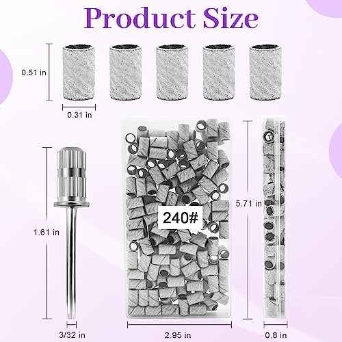 240 Grit Sanding Bands for Nail Drill 100Pcs, Extra Fine for Natural Nails Polishing and Shaping, Zebra Sanding Bands Set for Manicures Pedicures
