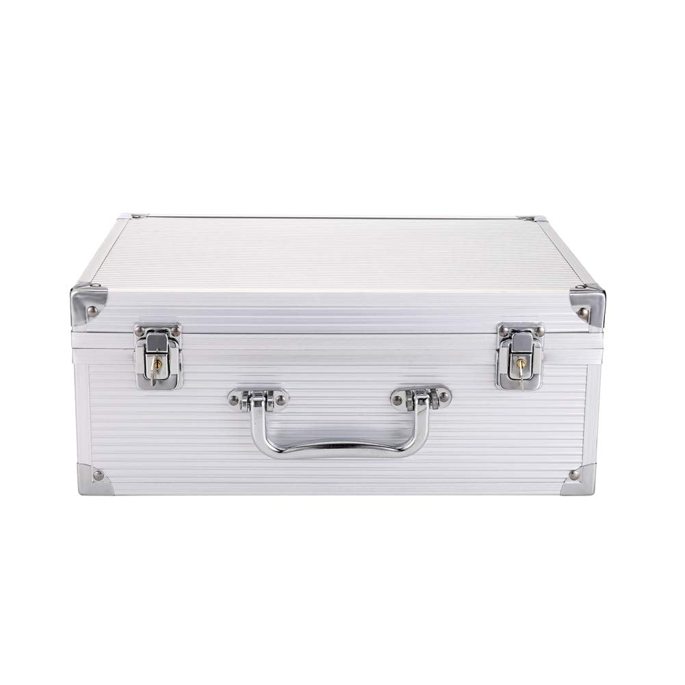 Tattoo Kit Case,Tattoo Kit Box 12.6" x 9.5" x 5.1" W/Lock Makeup Carrying Bag Storage Case Organize with Clasp,Aluminum Alloy with Sponge for Tattoo Equipment Cosmetic Makeup Tools (silver)