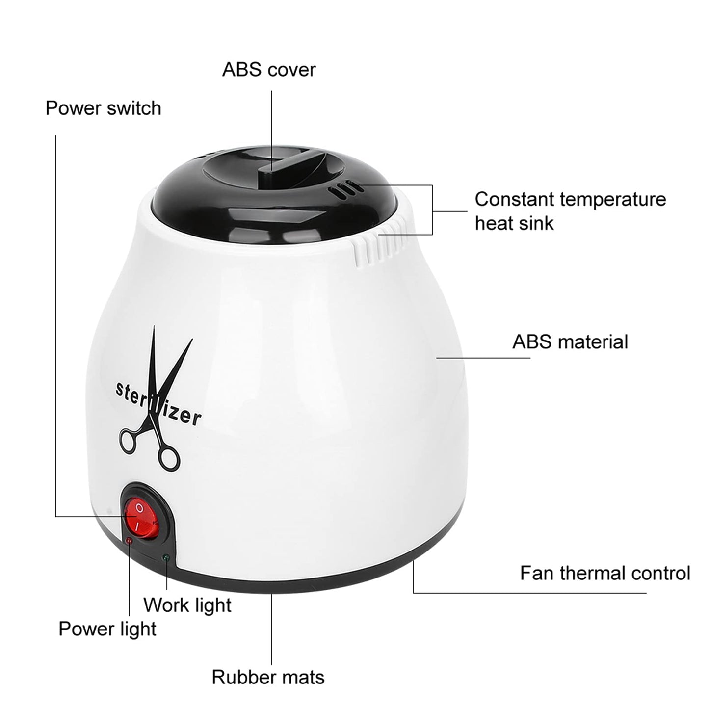 Instrument Sterilizer, Metal Tools Hot Air Sterilizer With Quartz Sand, Sterilizer Container Disinfector for Scissor Tweezers Nail Art Tools