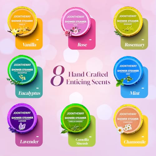Shower Steamers Aromatherapy 8 Pack - 8% Natural & Organic Essential Oils,Women/Men Spa Steamer, Lingering Intense Aroma Gifts for Women & Men, Spa Gifts & Birthday Christmas Gift Stocking Stuffers